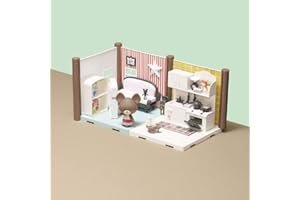 Bandai - Haco Room - Kit cuisine & salon - 99 pièces à assembler - Poupée Jackie, double pièce de maison et nombreux accessoires - mini-univers - jeu de construction - 35456.