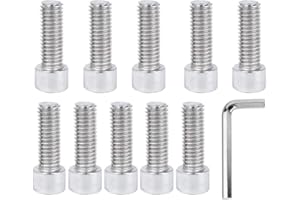 DAZISEN 11Pcs Bicycle Parts - Mountain Road Bike Bottle Cage Bolts M5 Socket Cap Screw Stainless Steel Handlebar Stem Fixing Screw, Silver, (M5x16)*10+Screw wrench*1
