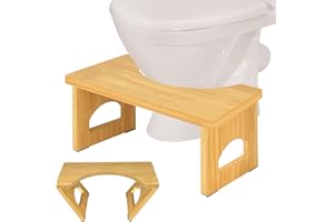 RAYLOVE Sgabello fisiologico in legno, sgabello WC pieghevole in legno, sgabello a forma di C resistente a 35 gradi (colore legno)