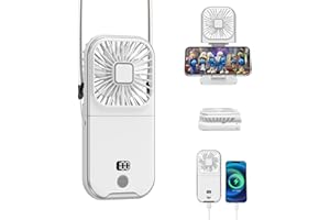 AIBISTAR Ventilatore Portatile, Display Digitale Intelligente Vento a 4 velocità, 3000mAh può Essere Utilizzato Come Mini Ventilatore Pieghevole e Silenzioso per L'alimentazione Mobile di Emergenza