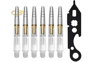 CS COSDDI COSDDI 6 pièces Dart Shaft Acrylique Transparent Dart Stems Dart Vols Rotation à 360 ° avec Outil Multi Usage