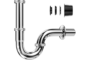 Ghazpmuk Siphon für Waschbecken, Röhrensiphon Siphon Universal, Waschbecken Ablaufgarnitur 1 1/4“ Chrom, Edelstahl Abflussrohr Verstellbarer, Geruchsverschluss, für Waschbecken Waschtisch