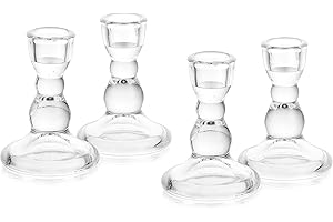 Portavelas De Vidrio, Glasseam 4 Velas Transparentes, Juego De Candelabros Decorativos De Navidad a Granel para El Centro De Mesa para La Cena, La Boda y La Sala De Estar
