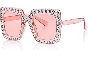 Jagowa 1 Piece Rhinestone Sunglasses Square Unisex Diamond Glasses
