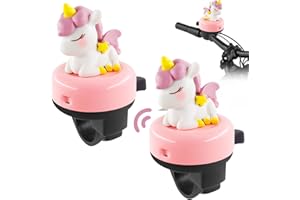 HUAHUANGHUI 2 pezzi di Aampanello Bici Bambino, Campanello bici di unicorno, Campanello per Bicicletta per Bambini a Forma di Unicorno per Bambini, Accessorio per Bicicletta per Ragazzi/Ragazze