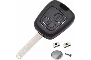 LMD Kit Coque Clé plip télécommande pour Peugeot 107 207 307 Citroen C1 C2 C3 + Lame Vierge, vis, 2 Boutons Switch et Pile