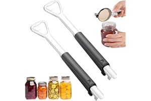 HBSFBH Apriscatole regolabile,2 pezzi Bottiglia in acciaio inox apriscatole,Apriscatole retrattile multifunzionale,Apribottiglie Manuale,Apriscatole per cucina uso quotidiano,per anziani,mani deboli(Nero)