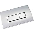 Excel Home Toilet Flush Button Replacement - Dual Button Toilet Flush Plates - Pneumatic Technology - Fingerprint Resistant Compatible with Air Houses - Rectangular Push Button Design (Chrome)