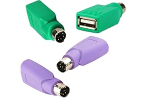 Vierone 4Pcs PS2 to USB Adapter Purple and Green PS2 Keyboard and Mouse Adapter PS/2 to USB Converter Male to Female Compact Portable Plug and Play