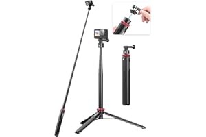 ULANZI SELECT Trépied à selfie pour Gopro, ULANZI Go Quick II - Trépied extensible magnétique à libération rapide pour GoPro Hero 11 10 9 8 7 6 5/Max/DJI Osmo Action Cam 140 cm
