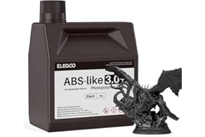 ELEGOO ABS-Like Resina 3.0+, Resina Fotopolimerica Aggiornata per Stampanti 3D, Maggiore Resistenza al Calore, Polimerizzazione Rapida e Alta Precisione, Non Fragile, Nero 2000g