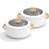Selvel Elegance Casserole with Glass Lid Set of 2, 1200ml, 1700ml, Advanced PU Insulation, Hot Box for Roti, Chapati, Biryani