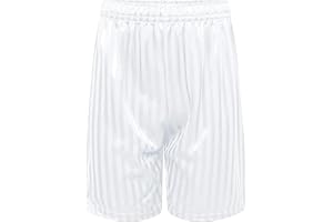 KIKFIT Unisex Boys Girls PE Shorts – Kids School Sportswear for Football, Gym, Games & Cycling, Striped Elastic Waist Uniform Bottoms Ages 3–14 Years