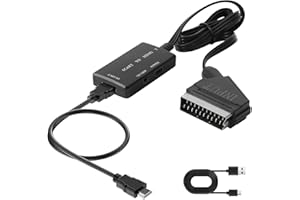 Pennle Scart to HDMI Converter with HDMI Cable & USB Cable, Full HD 720P/1080P Switch Video Audio Converter Adapter HDTV Monitor Projector for HDTV STB VHS Xbox PS3 Sky Blu-Ray DVD Player