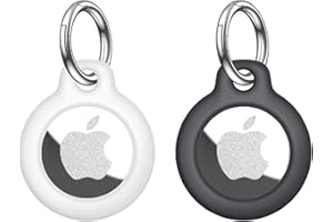 BFQZ 2 Pcs Protective Case for AirTag, Apple Airtag Keyring, Thick Silicone AirTag Keyring Case Compatible with Apple Airtag for Wallet, Dog Collar, Luggage, Keys (Black & White)