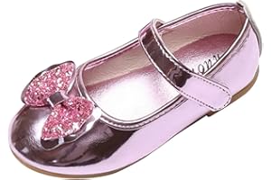 wealsex Ballerines Scratch Cuir Vernis Nœud Paillette Fille Chaussure Princesse Cérémonie Mariage Ecole Mary Janes