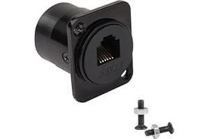 QIANRENON RJ11/RJ12 6P6C Panel Mount Feedthrough Connector CAT3 RJ12 Female to Female Telephone Line Straight Through Jack,XLR Panel/D Type Panel Mount,for Telephone Communication Alarm Voice System