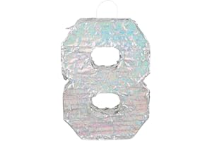 Boland - Pignatta di figure, dimensioni 40 x 28 x 8 cm, figura olografica, numero, argento, anniversario, compleanno, decorazione, gioco di partito