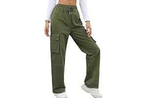 Voqeen Pantaloni Cargo Donna con Larghi Jogging Pantalone Tasche Laterali Elasticizzati Y2K Pantaloni alla Caviglia Vita Comodi Moda Casual Streetwear