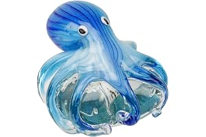 UKGIFTSTOREONLINE Figura decorativa con texto en inglés les Objets d'Art Glass - azul Pulpo pisapapeles con forma de diseño de Rock