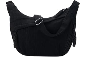 Jiliyote Umhängetasche Damen cord Tasche Damen Crossbody Bag Crossbag mit verstellbarem Schultergurt für Arbeit Reisen Alltag (Schwarz)
