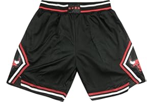 AZISEN Basketball Shorts Herren, Chicago Bulls Retro Basketball Shorts Activewear-Shorts für Herren Sporthose Herren Kurz mit Tasche Sports Training Fans Sommershorts Lässige Gym Leichtgewicht Shorts