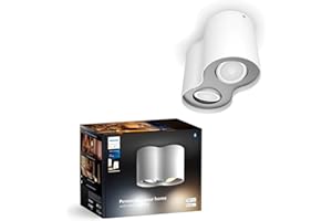 Philips Hue White Ambiance Pillar 2er Spot, inkl. Lampe LED GU10, réglable via l'application, compatible avec Amazon Alexa (Echo, Echo Dot), blanc, nouvelle génération