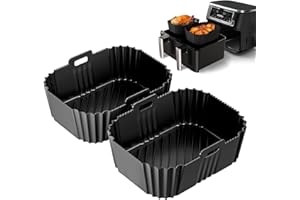 WOOBROO 2 Paquet Moule Silicone Air Fryer pour Ninja Double Stack XL Friteuse Sans Huile SL400EU, Moule Air Fryer Réutilisable, Accessoire Air Fryer pour Ninja Foodi AF400EU AF300EU Double Stack SL400EU 9.5L