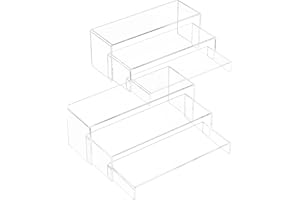 Rarapop 6 Pcs Acrylic Display Risers, Clear Riser Shelf Showcase for Buffet Cupcake, Puppets, Anime Characters, Perfumes, Jewelry, Clear Product Stand, Acrylic Risers for Display (SetD)