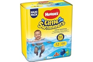 HUGGIES Little Swimmers MAXIPACK -Couches de bain jetables pour bébé Taille 2/3 (3-8kg) - paquet de 20couches - protège sans gonfler -barrière anti-fuite -ceinture extensible ajustée -motifs Disney