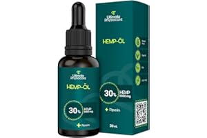 ‎ULTIMATE PHYSIOCARE ULTIMATE PHYSIOCARE® Hanföl 30ml – Natürliches Pflanzenöl mit MCT (aus Kokos) & Piperin | Ohne Zusatzstoffe – Laborgeprüft – Für dein tägliches Wohlbefinden