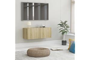 puraday Mobile TV Rovere Sonoma in Truciolato Mobiletto Tv Parete Attrezzata Tv Pensile Sospeso Mobile Sospeso Mobile Tv A Parete Mobile Tv Soggiorno Mobile Tv Sospeso 80x30x30 cm