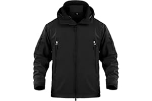 Memoryee Hommes Vestes Softshell Extérieures Doublure Polaire Camouflage Chauds Tactiques Imperméable Encapuchonné Manteau