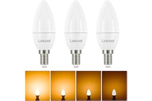 Linkind E14 Dimmable LED Bulbs, Warm White 2700K, B35 Small Screw Candle Light Bulb 470lm, 4.2W Equivalent to 40W Energy Saving Bulb, SES E14 Candle Bulbs, Pack of 3