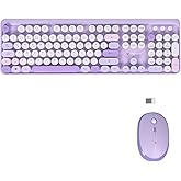 Wireless Turkish Keyboard with Color Keys+Mouse Set Compatible - Purple