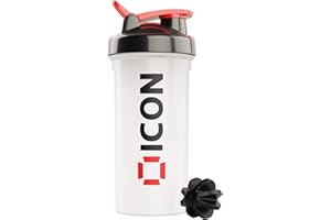 ICON Nutrition Classic Protein Shaker Bottle - 700ml, Made with BPA-Free Plastic, Leak-Proof Protein Shaker, Secure Lid and Mixing Ball, Ideal for Gym, Fitness, and Sports Protein Drink (Clear)