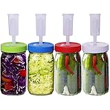 Aiboria 4 Stück Gärkit mit 4 Luftschleusen für Einmachgläser mit weitem Mund, Gärdeckel für die Herstellung von Sauerkraut, K