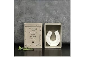 East of India MINI Matchbox Lucky Horseshoe Porcelain Gift Wishing you all the luck in the world | Keepsake Gift | Letterbox Gift