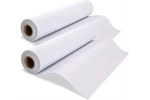 LANYOTA Zeichenpapier Rolle, 43cm x 15m Weiße Papierrolle, 2 Stück Zeichenrolle Kinder Künstler Skizze Malerei Papier, 70g/m² Recycelte Staffeleipapier für Kleinkinder Kinder Studenten