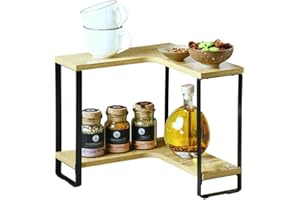 Kesper | Estantería esquinera de Cocina con 2 Niveles, Material: Tablero de Fibra, Metal, Dimensiones: 30 x 28 x 30 cm, Color: Natural, Negro | 27832