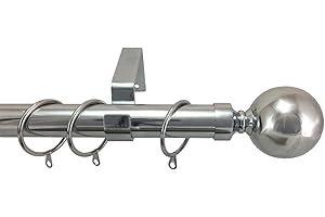 YOUR HOME ONLINE 28mm Diameter Metal Curtain Pole Various Finials & Lengths Polished Chrome, Antique Brass & Brushed Chrome (1.5m, Polished Chrome)