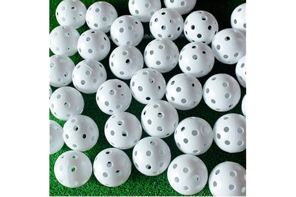 Lot de 50 balles de Golf en Plastique 42 mm pour entraînement en intérieur et en extérieur avec 2 Tees de Balle de Golf