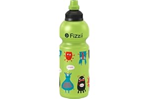 Fizzii Kinder- und Freizeittrinkflasche 600 ml (auslaufsicher bei Kohlensäure, schadstofffrei, spülmaschinenfest, Motiv: Monster)