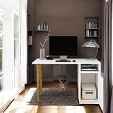 MODERN DESK OFFICE DESK WITH BOOKSHELF AND CLOSET WOODEN STAND DESK 120x45x73