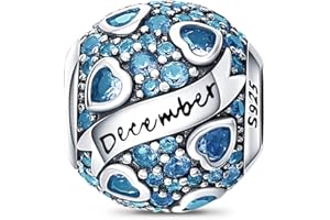LNQOBU Birthstone Charms 925 Sterling Silver Charms for Bracelets or Necklace with 5A Cubic Zirconia Birthday Charms Girl Mother's Day Gifts