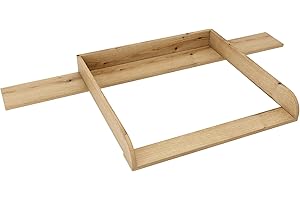 regalik Wickelaufsatz mit Platte für Hemnes von IKEA, Wickeltischaufsatz für 50x160 cm Kommoden, Abnehmbar Wickelkommode aufsatz, Abgerundeten Frontplatten, Oak