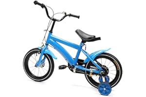FUTCHOY Vélo pour enfant de 14" avec roues stabilisatrices pour garçons et filles de 3 4 5 6 ans - Roues stabilisatrices - Pneus pneumatiques - Cadre en acier au carbone - Frein à main