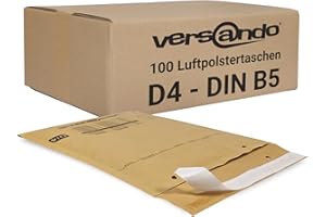 Versando LUPOBD100 - Sobres acolchados, Marrón/ Dorado, 200 x 275 mm exterior, D4, 100 Piezas