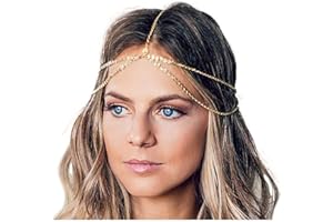 Yean Chaîne de tête dorée - Style bohème - Accessoire pour cheveux - Pour femme et fille - Doré