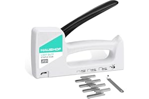 HAUSHOF Handtacker Tackerpistole Polsterung Heftpistole Holztacker für Klammern Typ 53, mit 800 Klammern 8mm und Klammerentferner für Holz, Stoff, Möbel